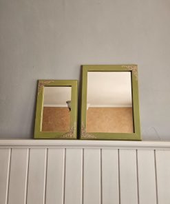 Par de espejos madera verde bamboo de fleur