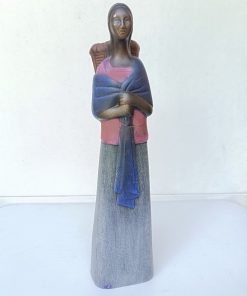 Figura mujer con manta azul cerámica Mexicana