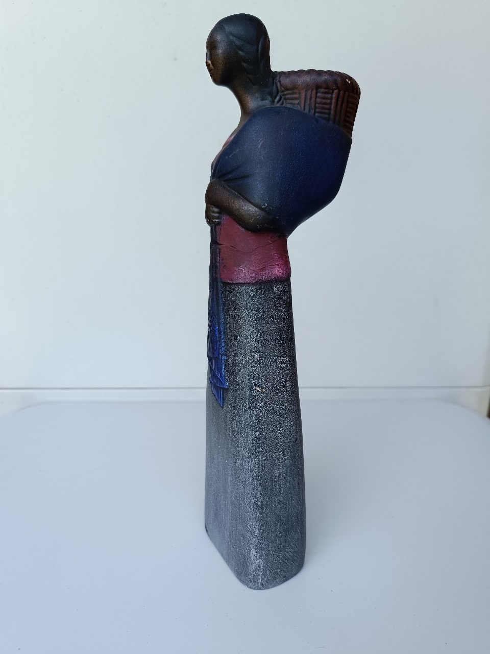 Figura mujer con manta azul cerámica Mexicana - Imagen 3