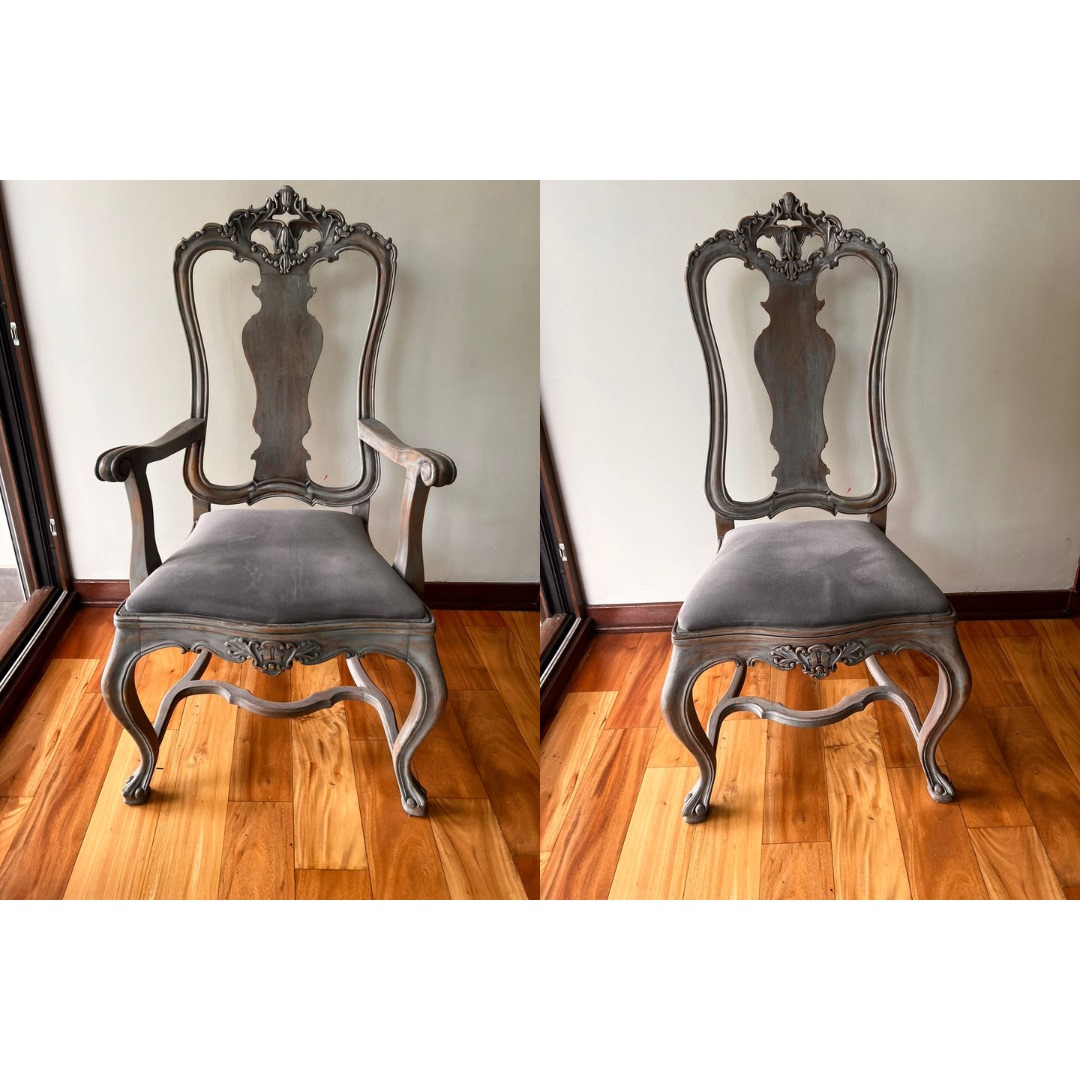 Juego de 6 sillas y 2 sitiales Normando