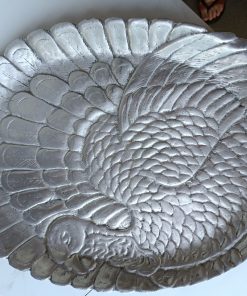 Fuente con tallado pavo Peltre