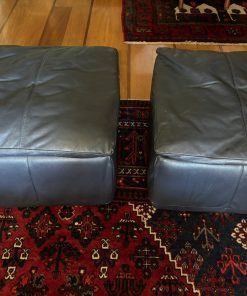 Par de Pouf eco cuero azul