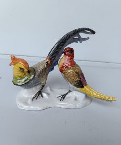 Figura 2 aves amarillo y naranjo porcelana Bavaria