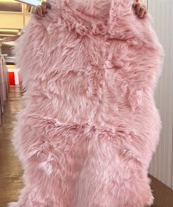 Alfombra piecera piel sintética Rosa pastel