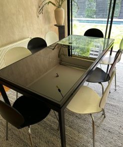 Mesa de comedor 8 personas vidrio templado negro