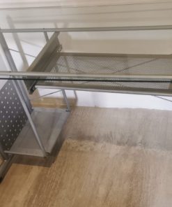 Escritorio vidrio templado y metal gris