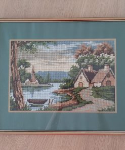 Cuadro paisaje bordado a mano