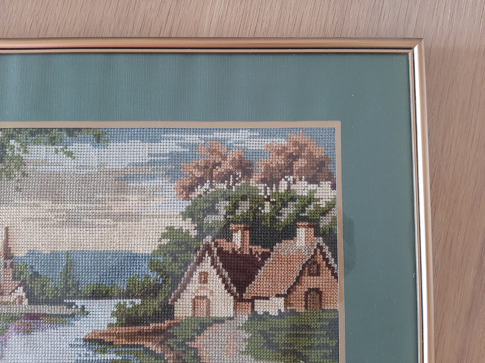 Cuadro paisaje bordado a mano - Imagen 2