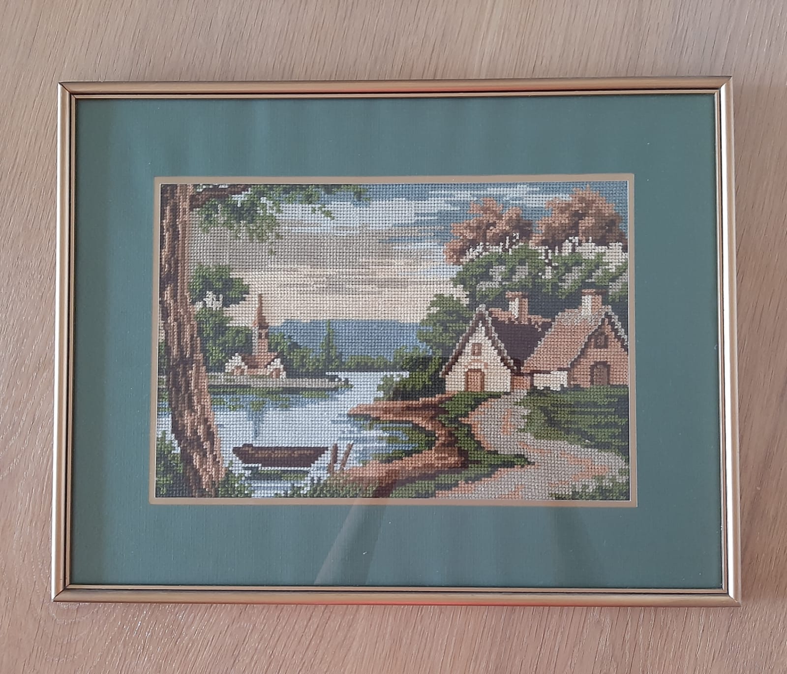 Cuadro paisaje bordado a mano - Imagen 4