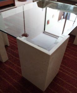 Mesa de centro vidrio biselado y mármol