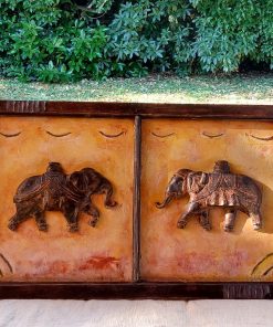 Cuadro elefantes relieve cerámica