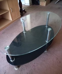 Mesa de centro vidrio y metal negra