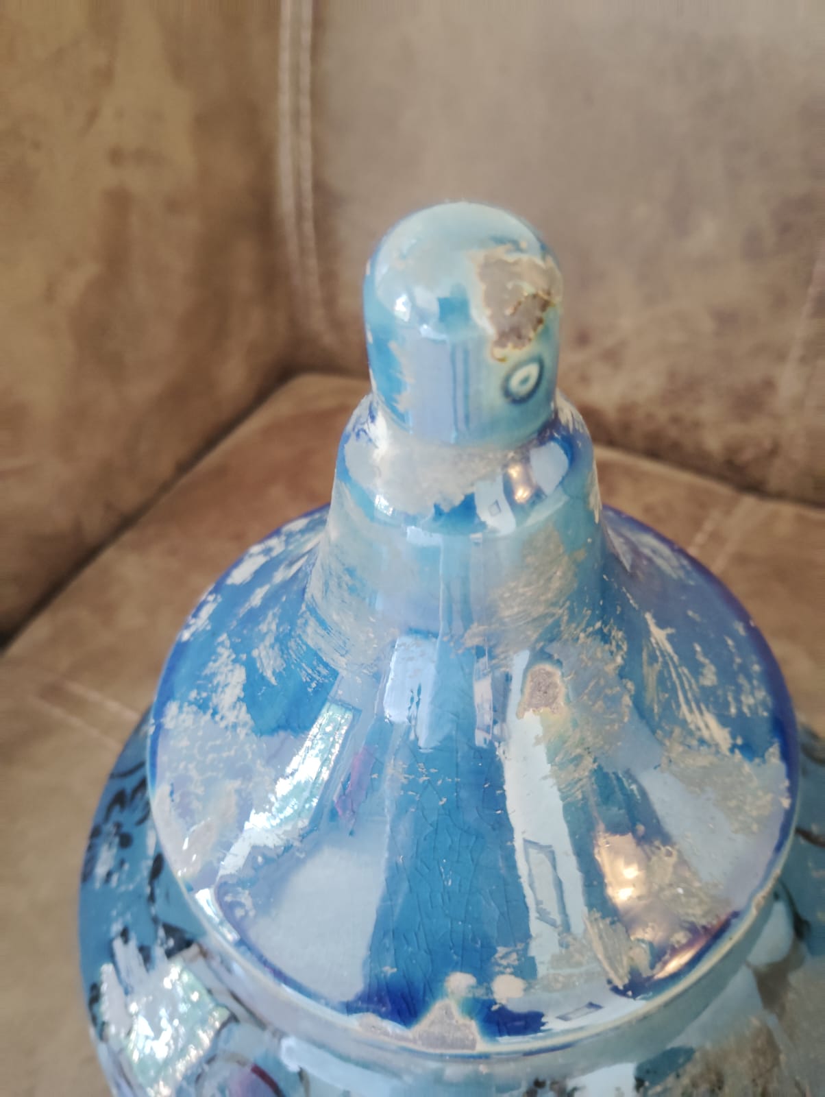 Ánfora cerámica porcelana azul - Imagen 2