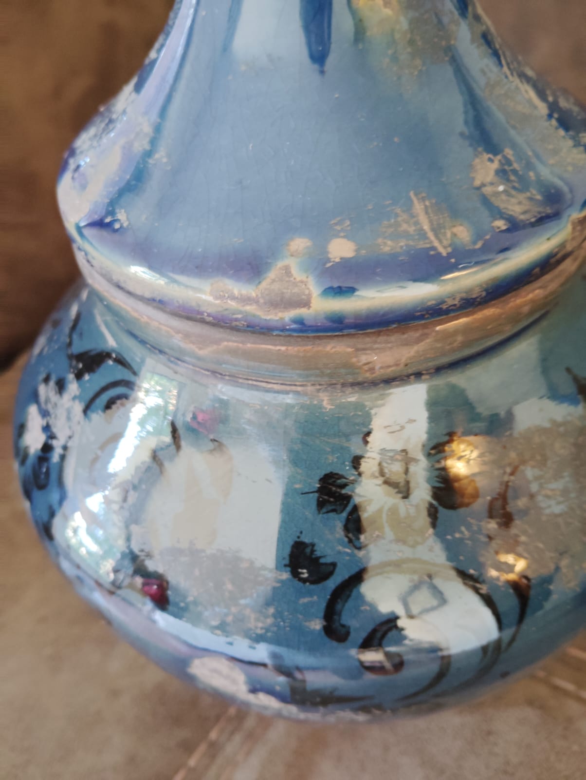 Ánfora cerámica porcelana azul - Imagen 3