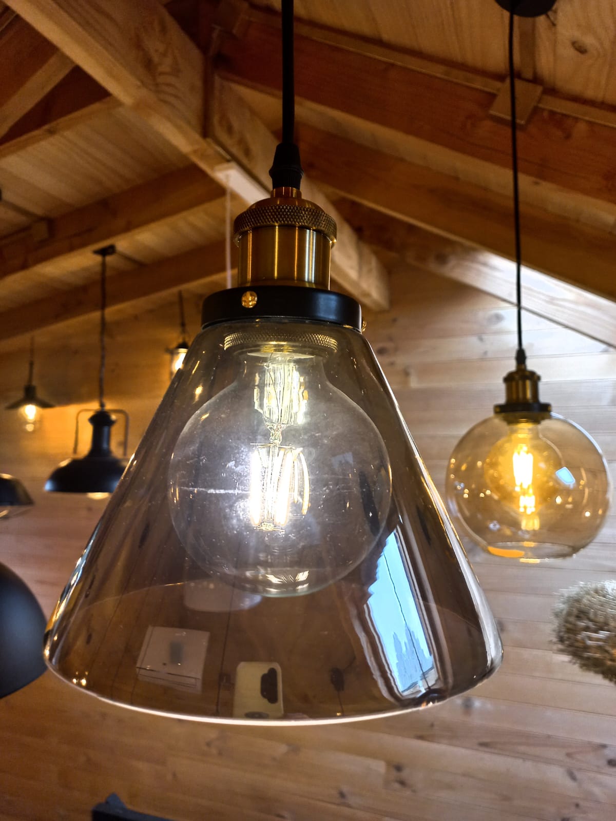 Lámpara de techo vidrio ámbar - Imagen 2