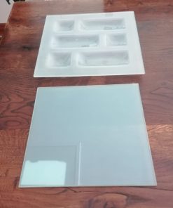 Set para picoteo en vidrio lechado verde agua