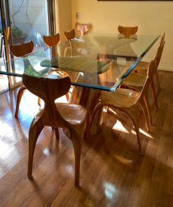 Juego de comedor vidrio templado con 10 sillas de madera