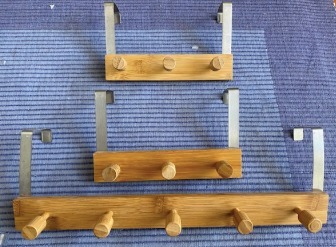 Set 3 perchas madera para puerta