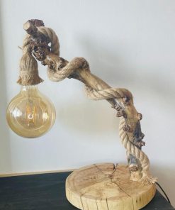 Lámpara brazo madera con espiral yute