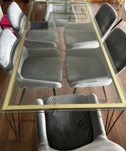 Mesa de comedor diseño horquilla dorado