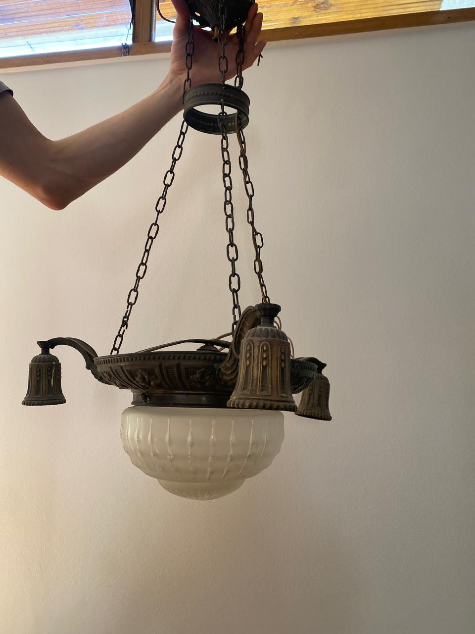 Lámpara de techo colgante bronce con tulipa - Imagen 2