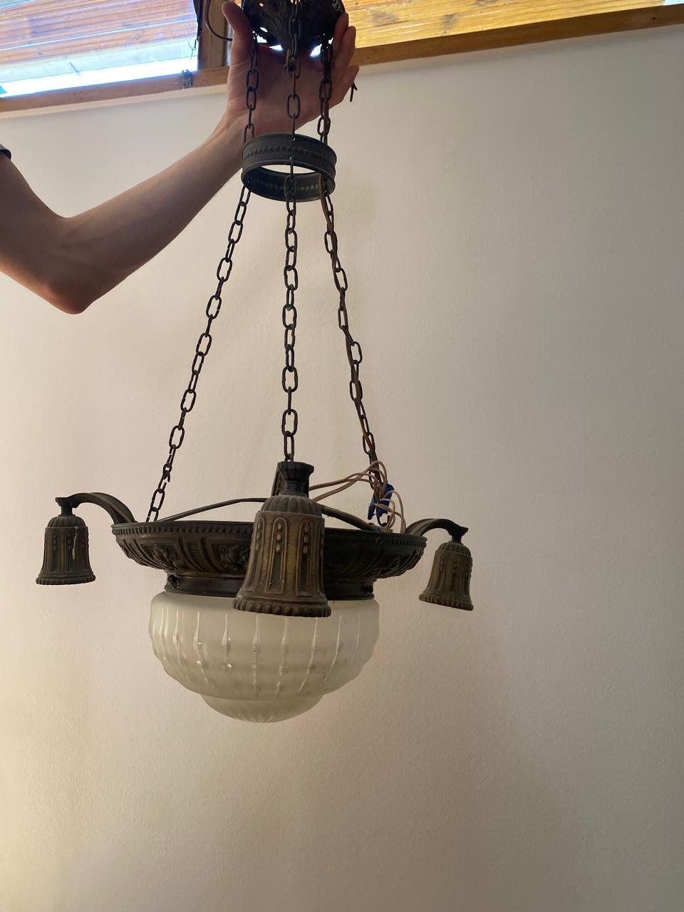 Lámpara de techo colgante bronce con tulipa - Imagen 3