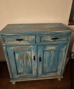 Rack tv madera demolición celeste