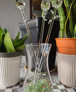 Jarrón con rosas de Cristal y piedras