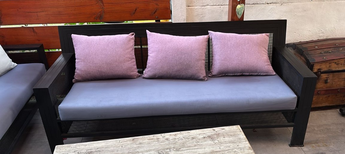 Sofá terraza 3 cuerpos metálico