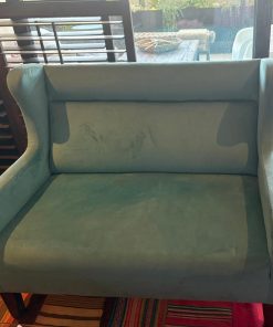 Sofá 2 cuerpos terciopelo turquesa