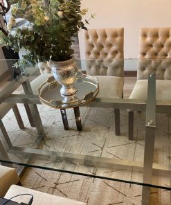 Mesa de comedor vidrio templado geométrica