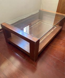 Mesa de centro vidrio y madera Coigue