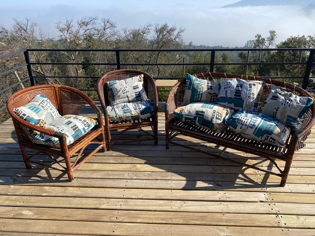 Juego de terraza 3 piezas enjuncado