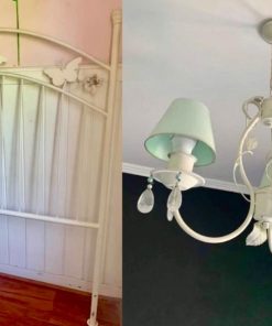 Set de respaldo 1.5 plazas fierro y lámpara de techo