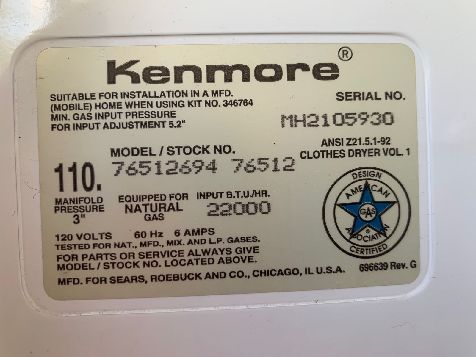 Secadora a gas Kenmore 12 kilos - Imagen 4