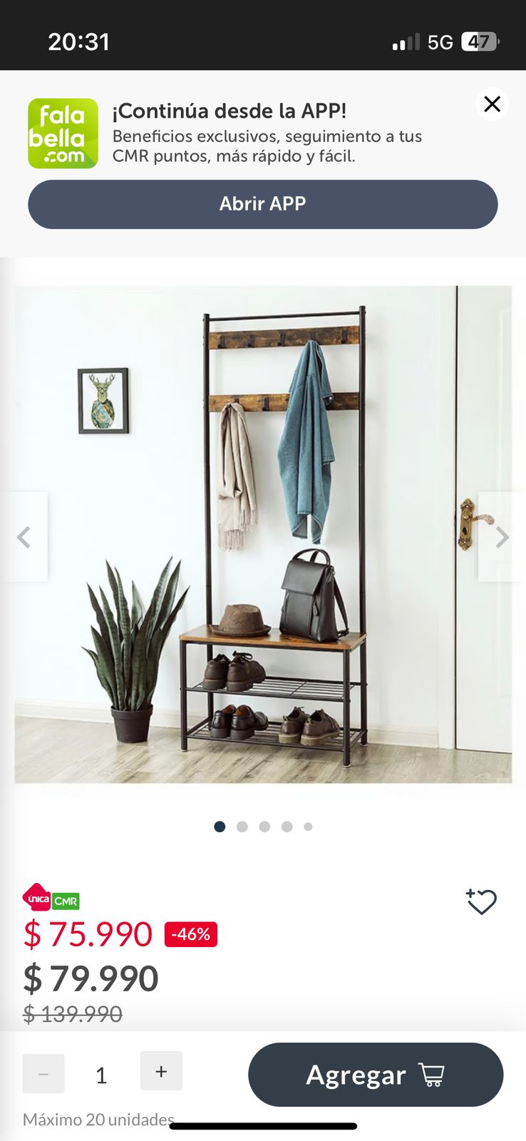 Mueble perchero con zapatero - Imagen 3