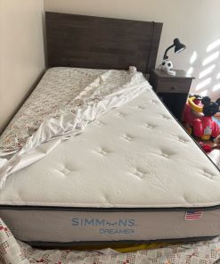 Cama 1.5 plazas Simmons con respaldo y velador Rosen