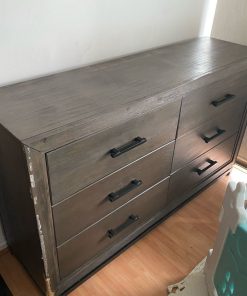 Cómoda 6 cajones madera y metal