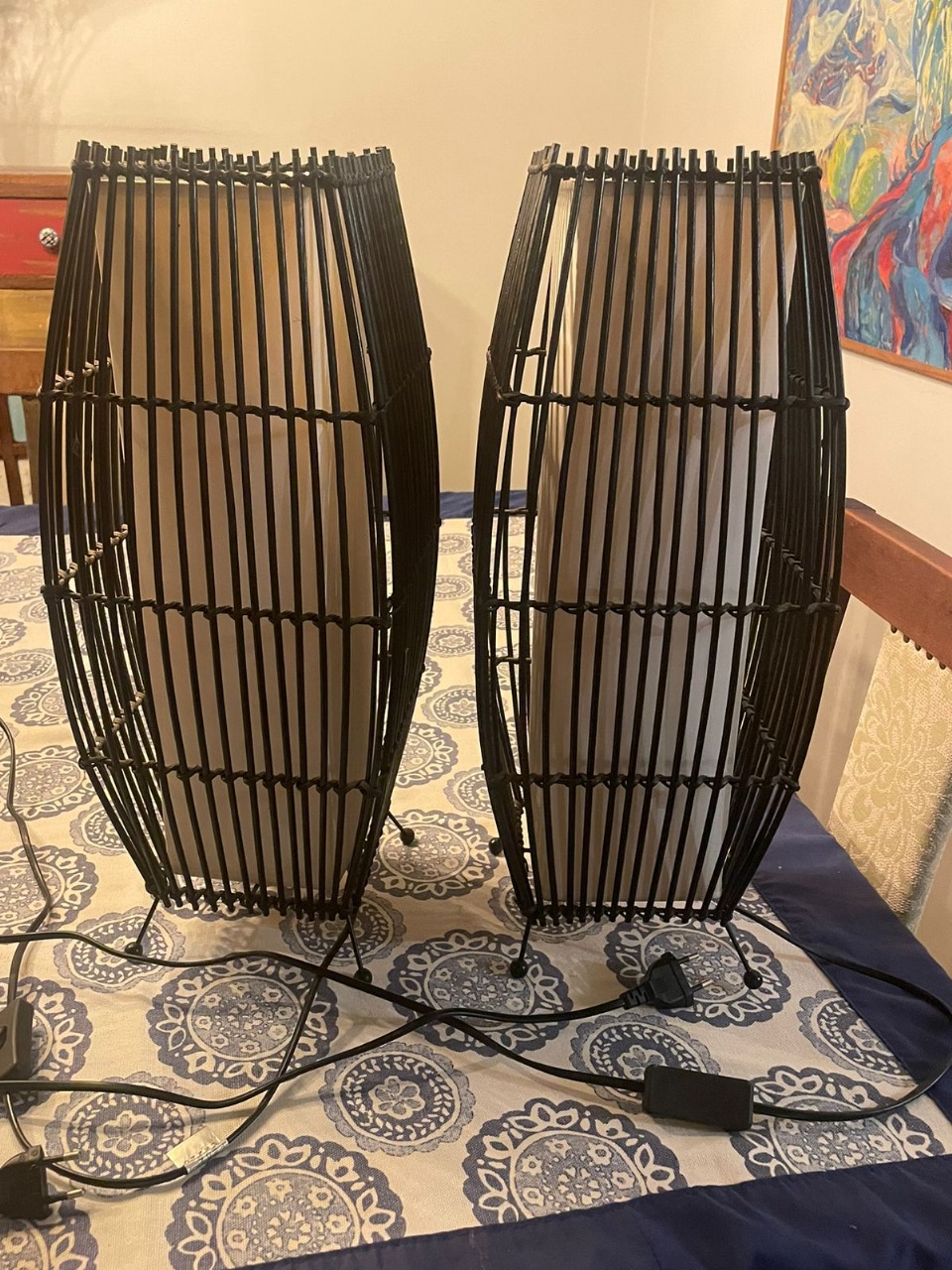 Lámparas de mesa mimbre palillera