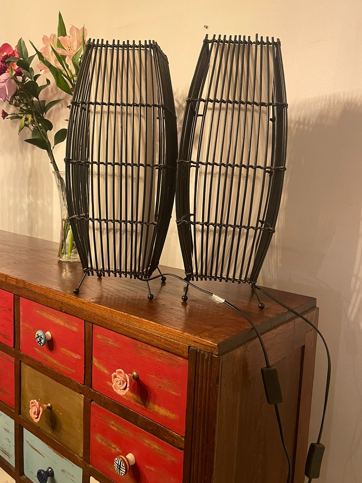 Lámparas de mesa mimbre palillera - Imagen 2