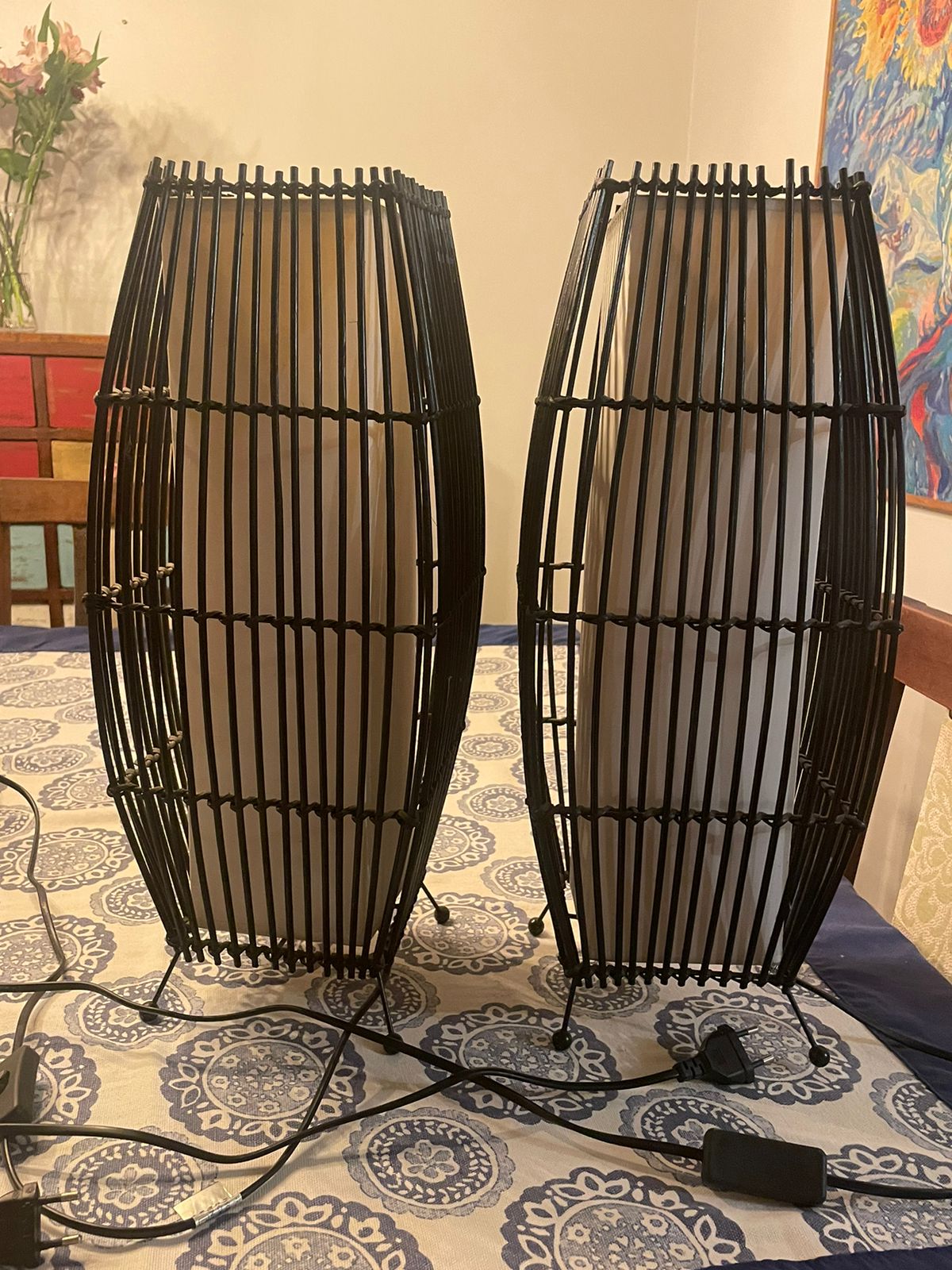 Lámparas de mesa mimbre palillera - Imagen 3