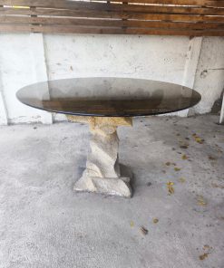 Mesa de comedor vidrio y base mármol