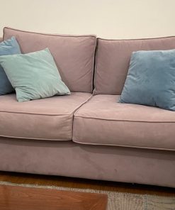 Sofá 2 cuerpos felpa rosa viejo
