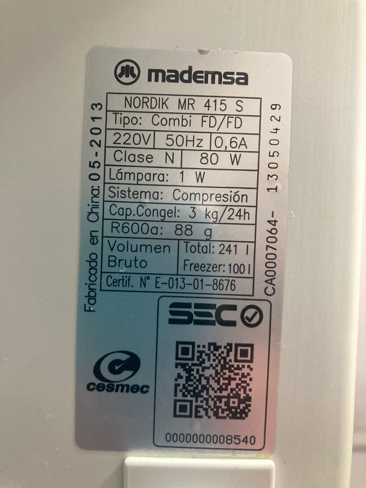 Refrigerador Mademsa Nordik 231 lts - Imagen 4