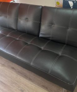 Futón 3 cuerpos Ecocuero negro