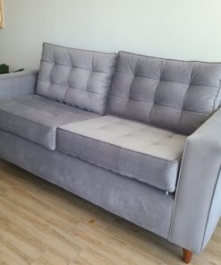 Sofá 3 cuerpos felpa gris Dominga