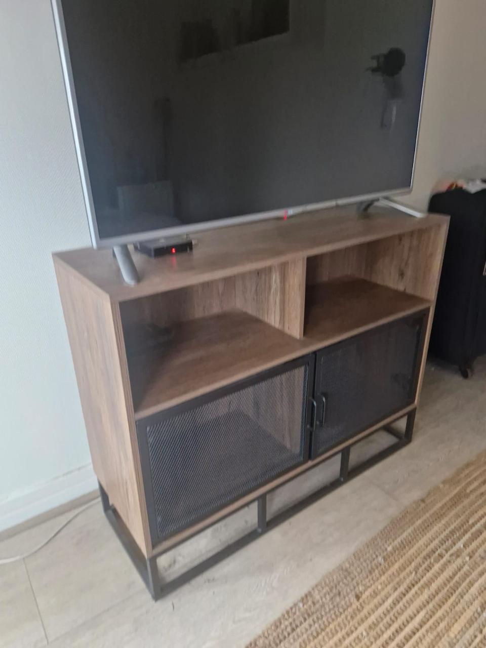 Rack TV 2 puertas melamina y metal - Imagen 3