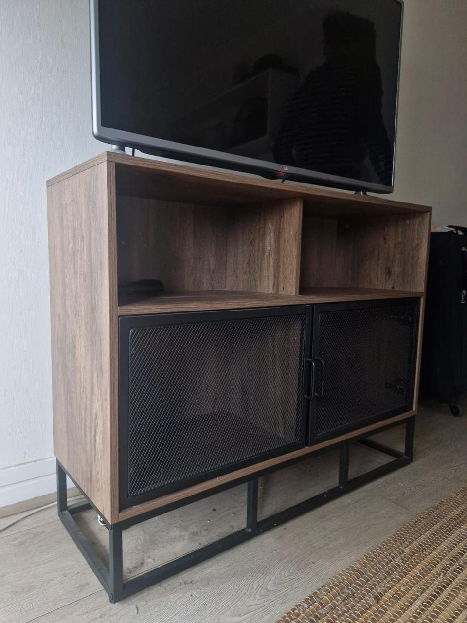 Rack TV 2 puertas melamina y metal - Imagen 5