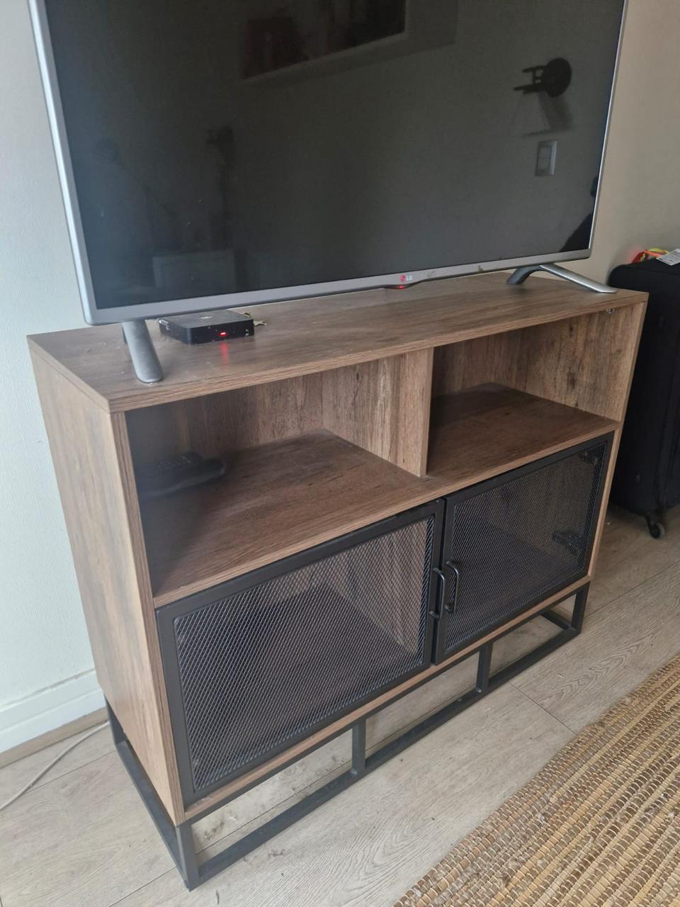 Rack TV 2 puertas melamina y metal - Imagen 8