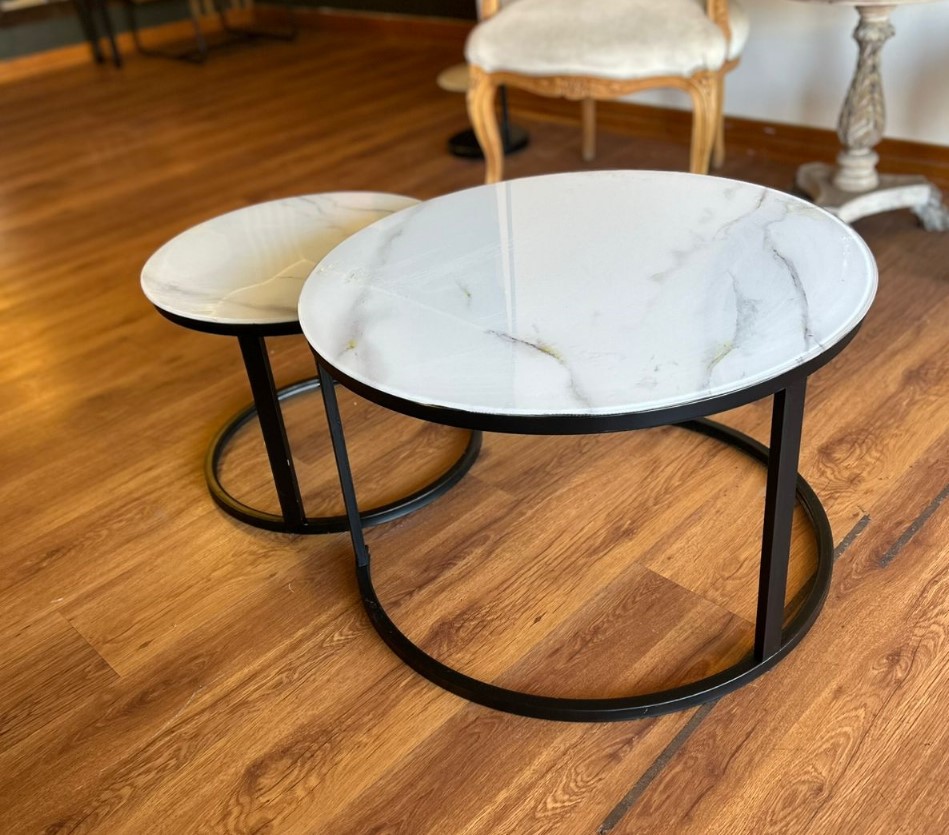 Mesa de centro nido símil mármol Moad